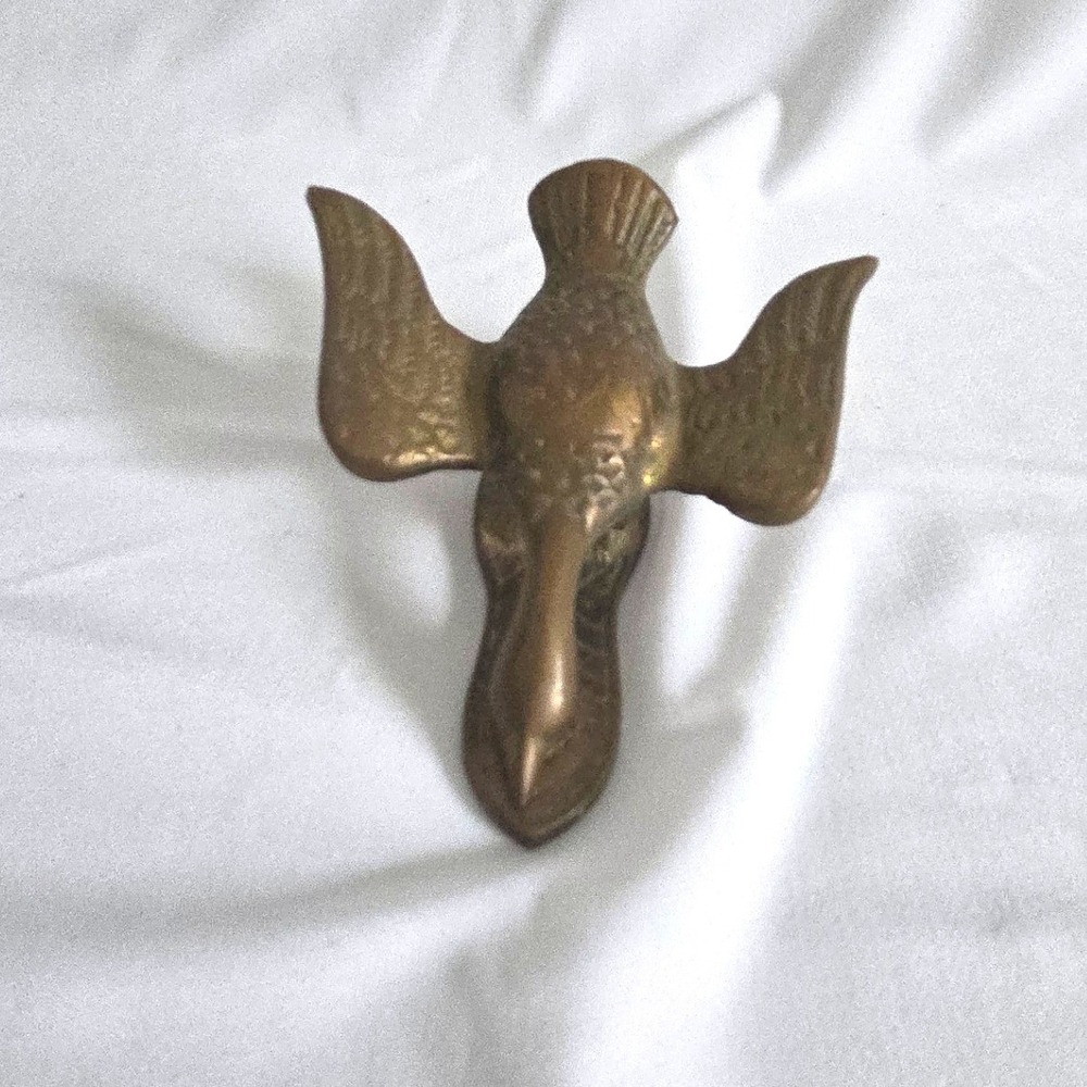 Vintage Brass Flying Duck Goose Paper Clip Bottle Opener Desk Accessory 5 Inch